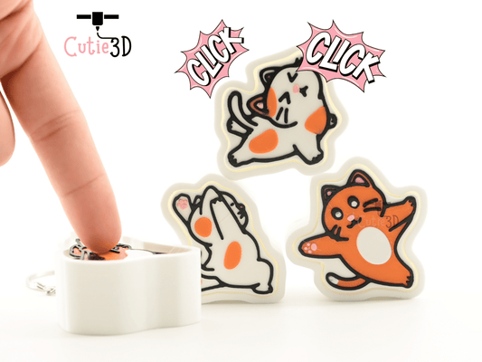 Digital Downloads - Cutie3D Set Of Stretchy Yoga Cat Keycap Fidget Clicker Keychain - Cute Backpack Keychain