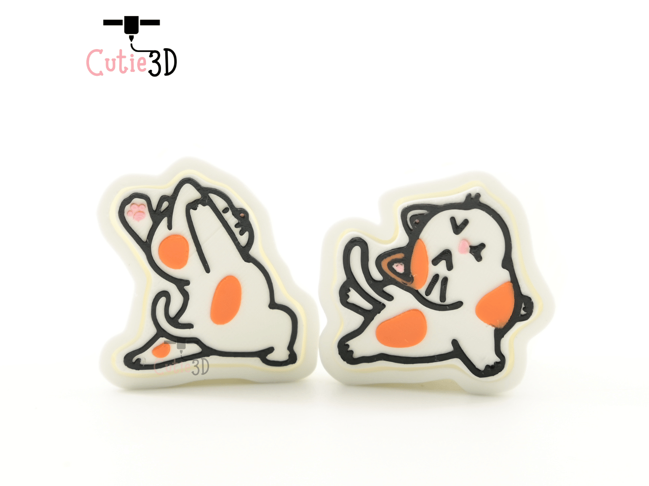 Digital Downloads - Cutie3D Set Of Stretchy Yoga Cat Keycap Fidget Clicker Keychain - Cute Backpack Keychain