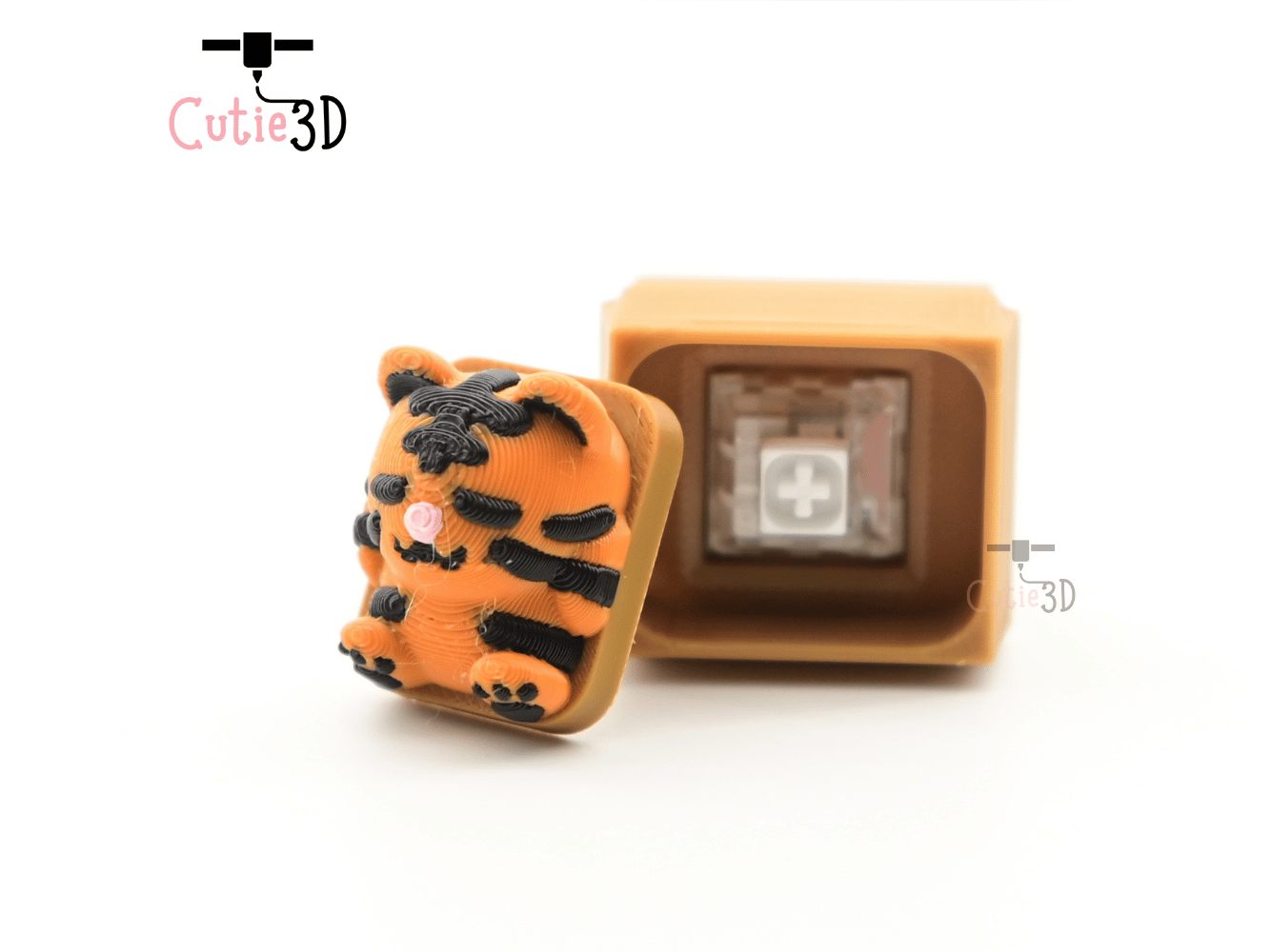 Digital Downloads - Cutie3D Sleeping Tiger In Box Keycap Fidget Clicker Keychain - Cute Backpack Keychain
