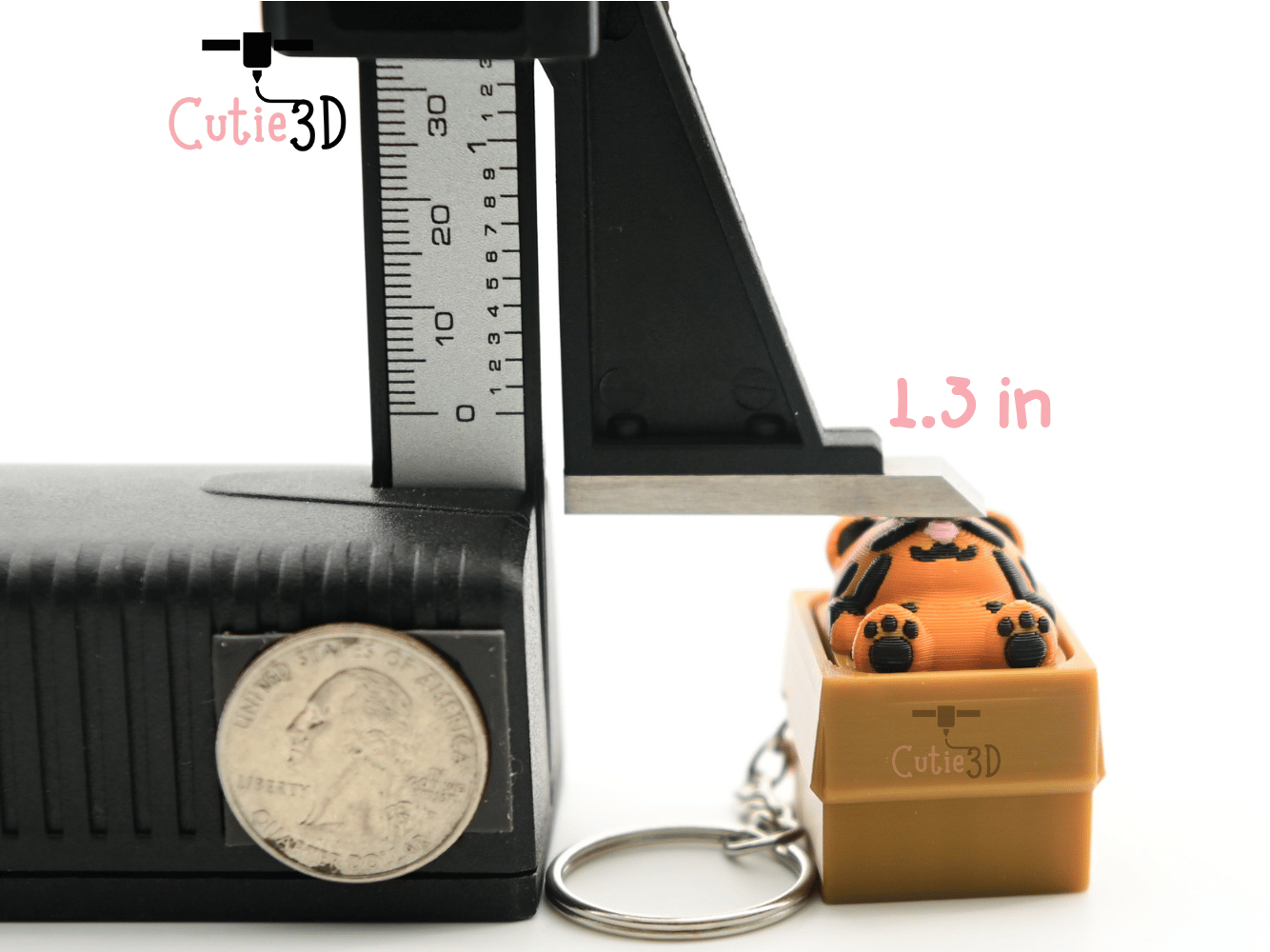 Digital Downloads - Cutie3D Sleeping Tiger In Box Keycap Fidget Clicker Keychain - Cute Backpack Keychain
