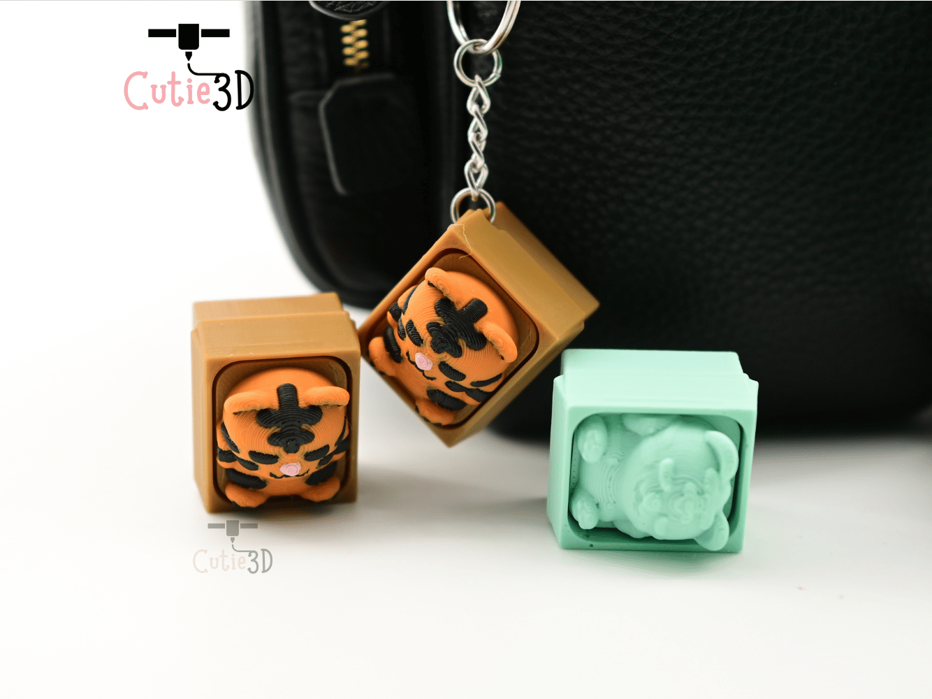 Digital Downloads - Cutie3D Sleeping Tiger In Box Keycap Fidget Clicker Keychain - Cute Backpack Keychain