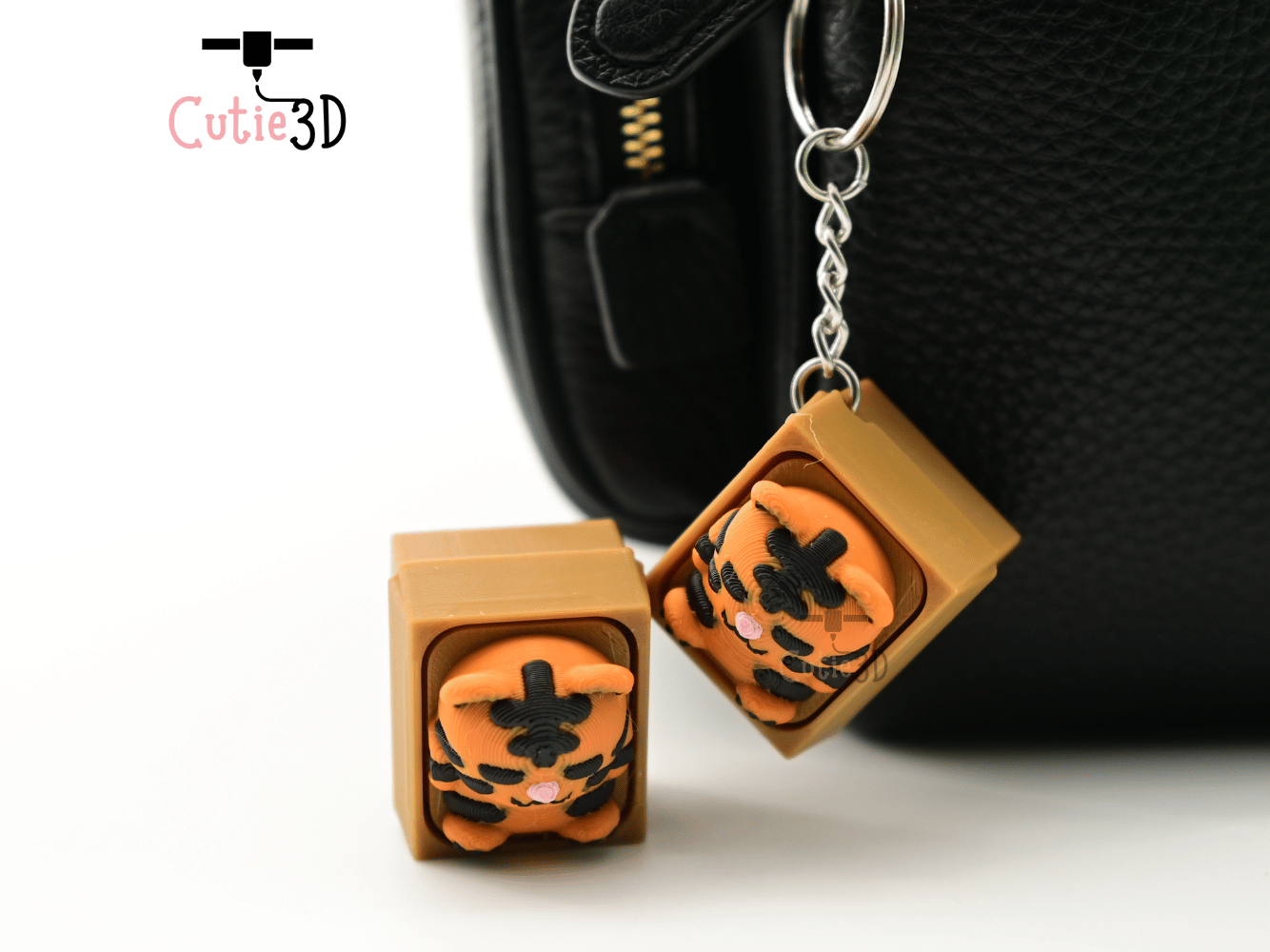 Digital Downloads - Cutie3D Sleeping Tiger In Box Keycap Fidget Clicker Keychain - Cute Backpack Keychain