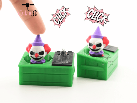 Digital Downloads - Cutie3D Spooky Dumpster Clown Keycap Fidget Clicker Keychain - Cute Backpack Keychain