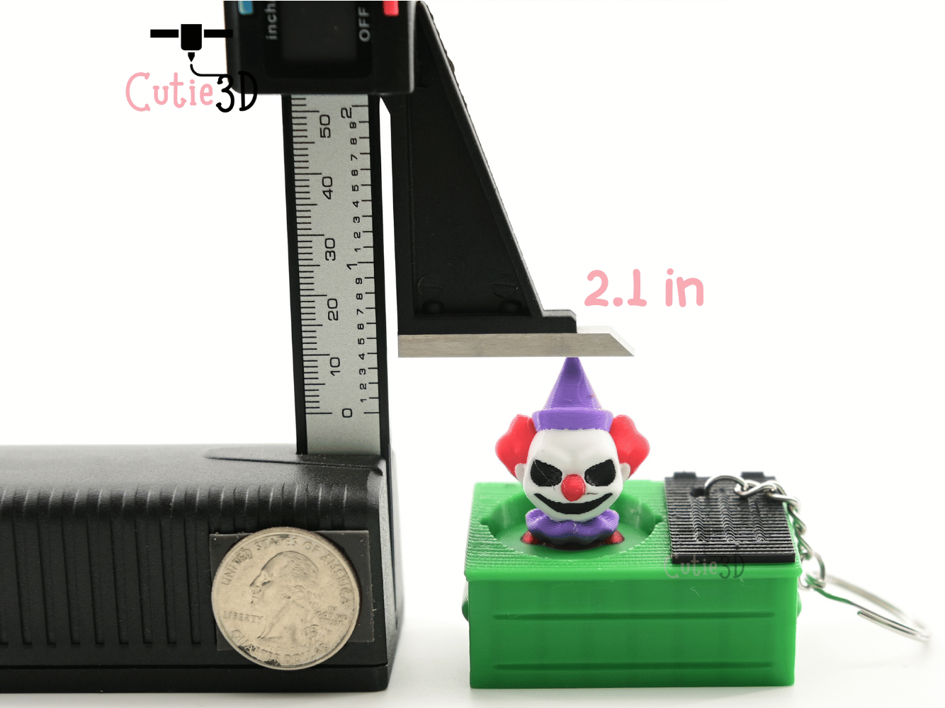 Digital Downloads - Cutie3D Spooky Dumpster Clown Keycap Fidget Clicker Keychain - Cute Backpack Keychain