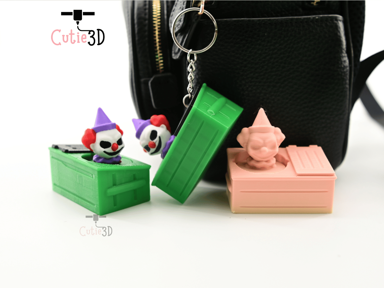 Digital Downloads - Cutie3D Spooky Dumpster Clown Keycap Fidget Clicker Keychain - Cute Backpack Keychain