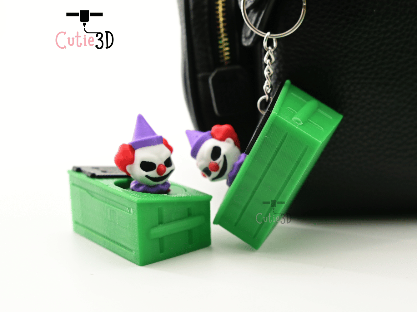 Digital Downloads - Cutie3D Spooky Dumpster Clown Keycap Fidget Clicker Keychain - Cute Backpack Keychain
