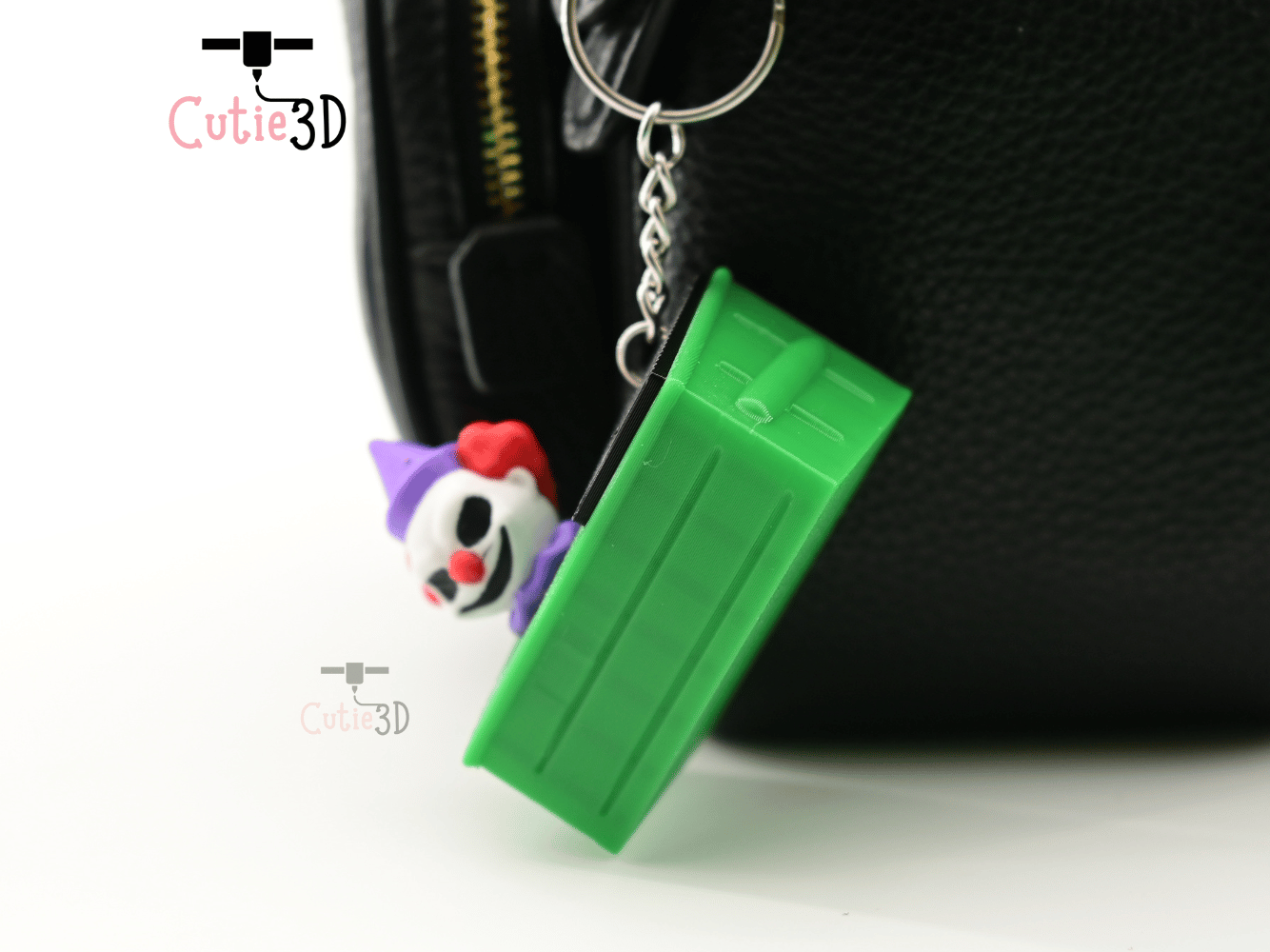 Digital Downloads - Cutie3D Spooky Dumpster Clown Keycap Fidget Clicker Keychain - Cute Backpack Keychain