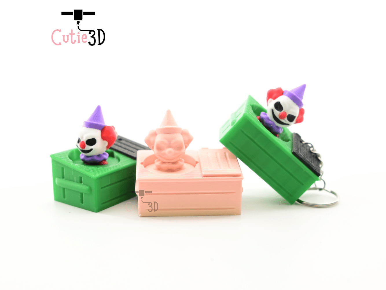 Digital Downloads - Cutie3D Spooky Dumpster Clown Keycap Fidget Clicker Keychain - Cute Backpack Keychain