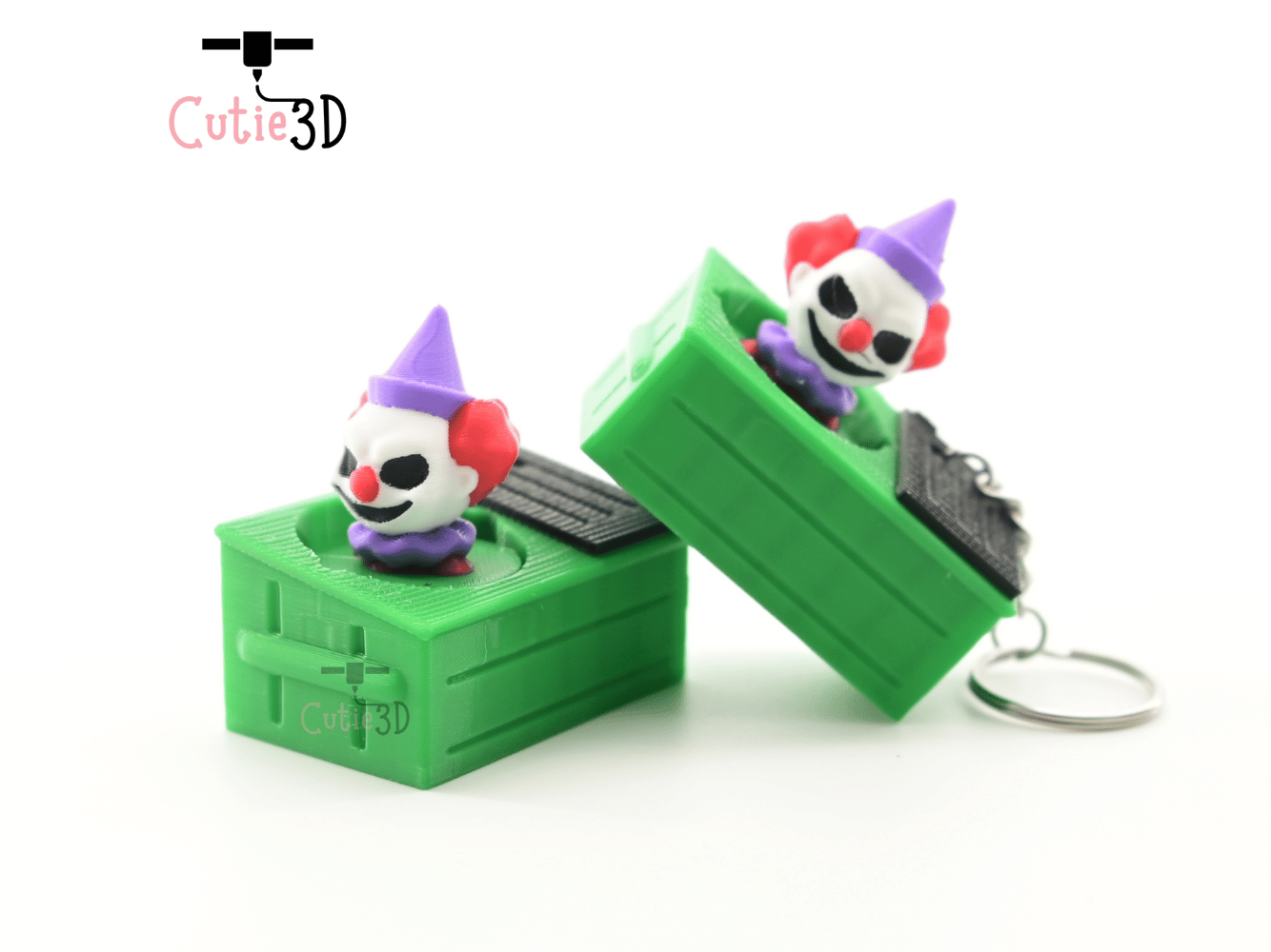 Digital Downloads - Cutie3D Spooky Dumpster Clown Keycap Fidget Clicker Keychain - Cute Backpack Keychain