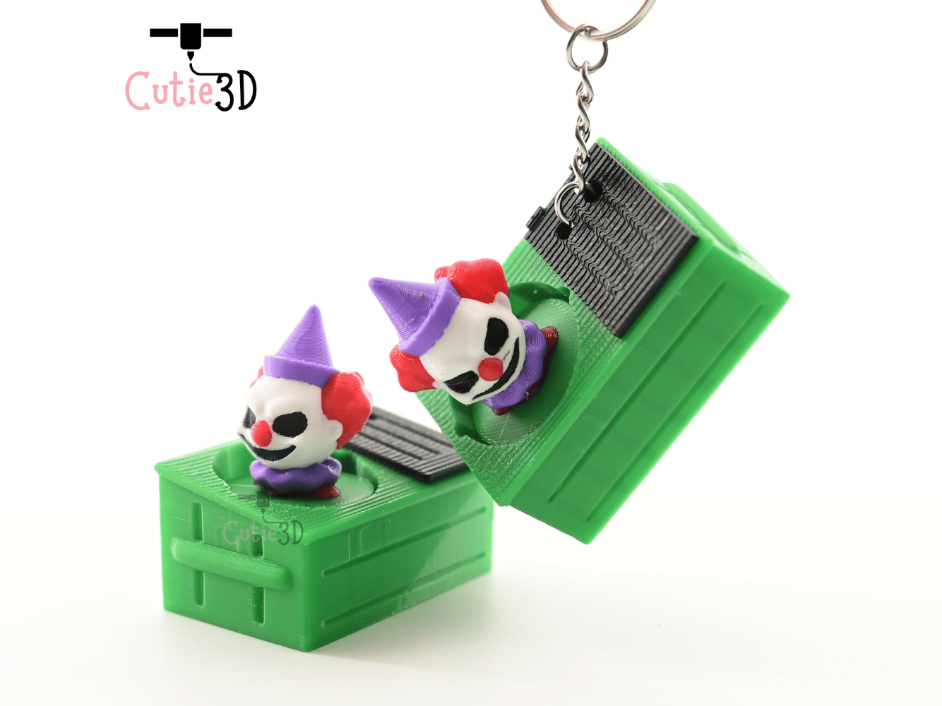 Digital Downloads - Cutie3D Spooky Dumpster Clown Keycap Fidget Clicker Keychain - Cute Backpack Keychain