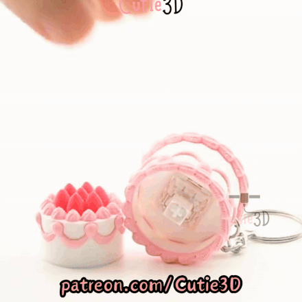 Digital Downloads - Cutie3D Strawberry Birthday Cake Keycap Fidget Clicker Keychain - Cute Backpack Keychain