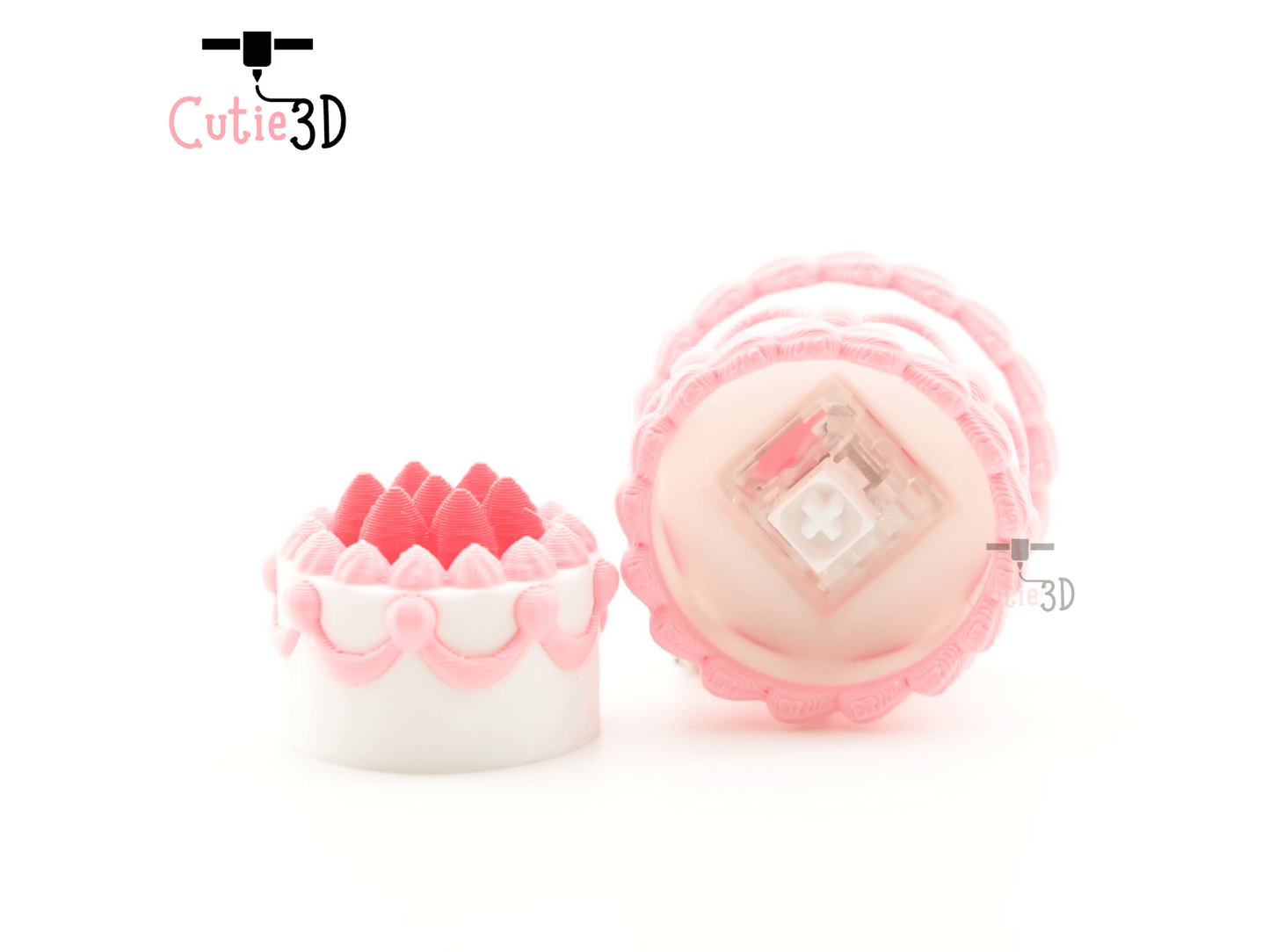 Digital Downloads - Cutie3D Strawberry Birthday Cake Keycap Fidget Clicker Keychain - Cute Backpack Keychain