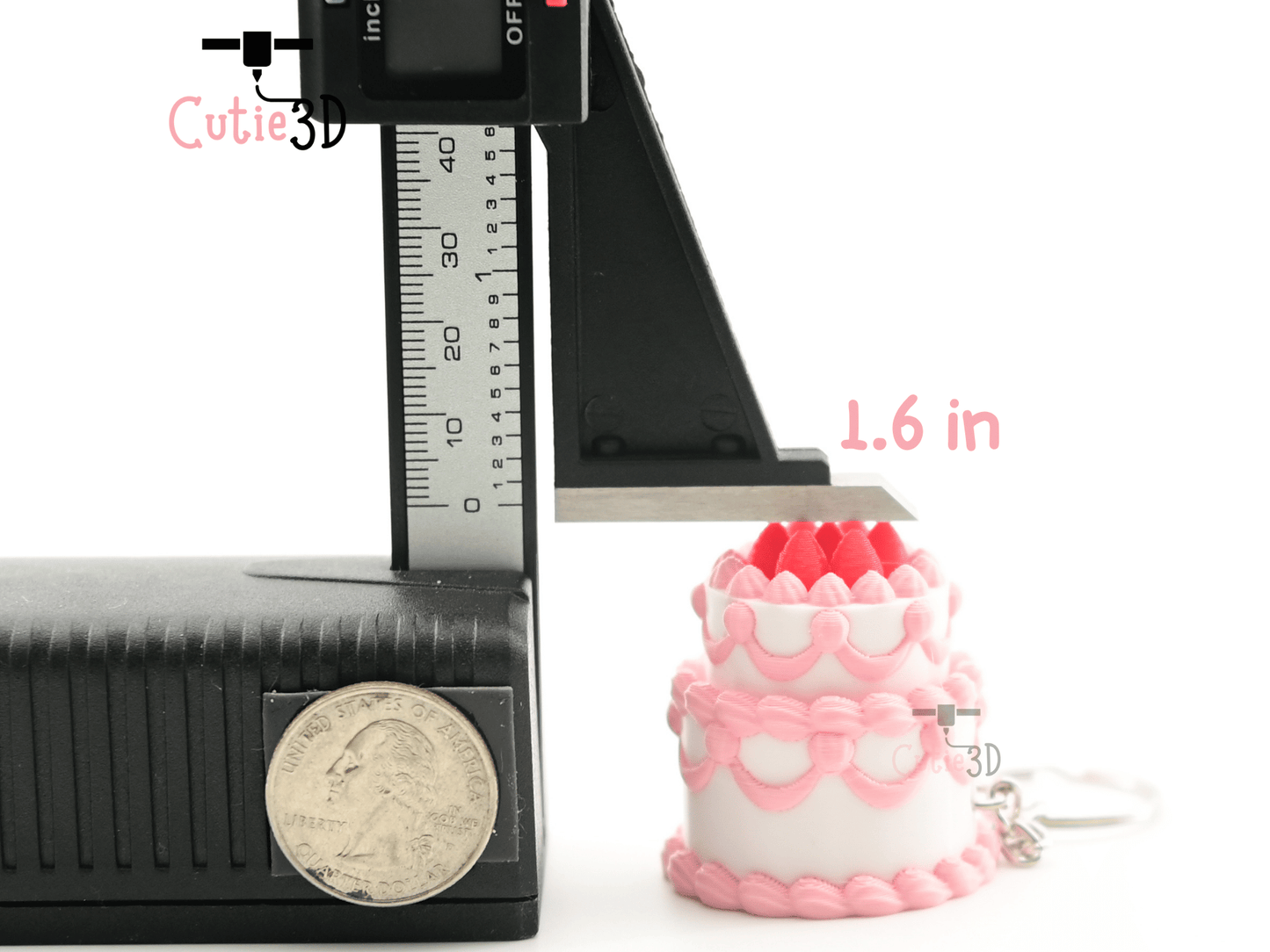 Digital Downloads - Cutie3D Strawberry Birthday Cake Keycap Fidget Clicker Keychain - Cute Backpack Keychain