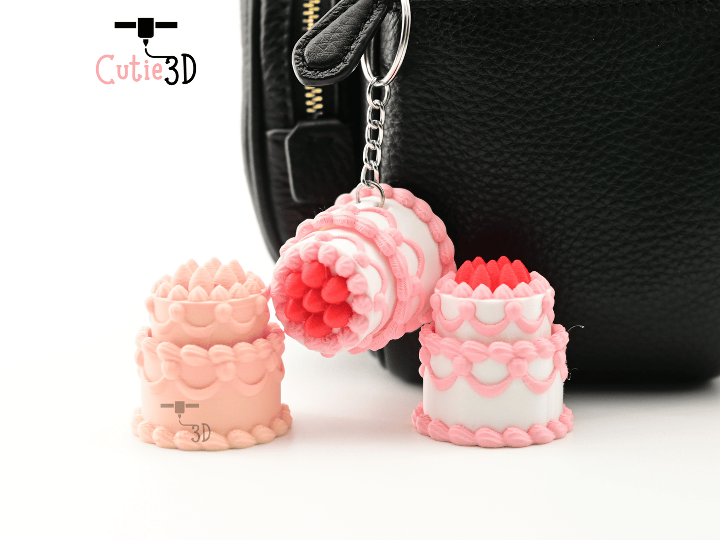 Digital Downloads - Cutie3D Strawberry Birthday Cake Keycap Fidget Clicker Keychain - Cute Backpack Keychain
