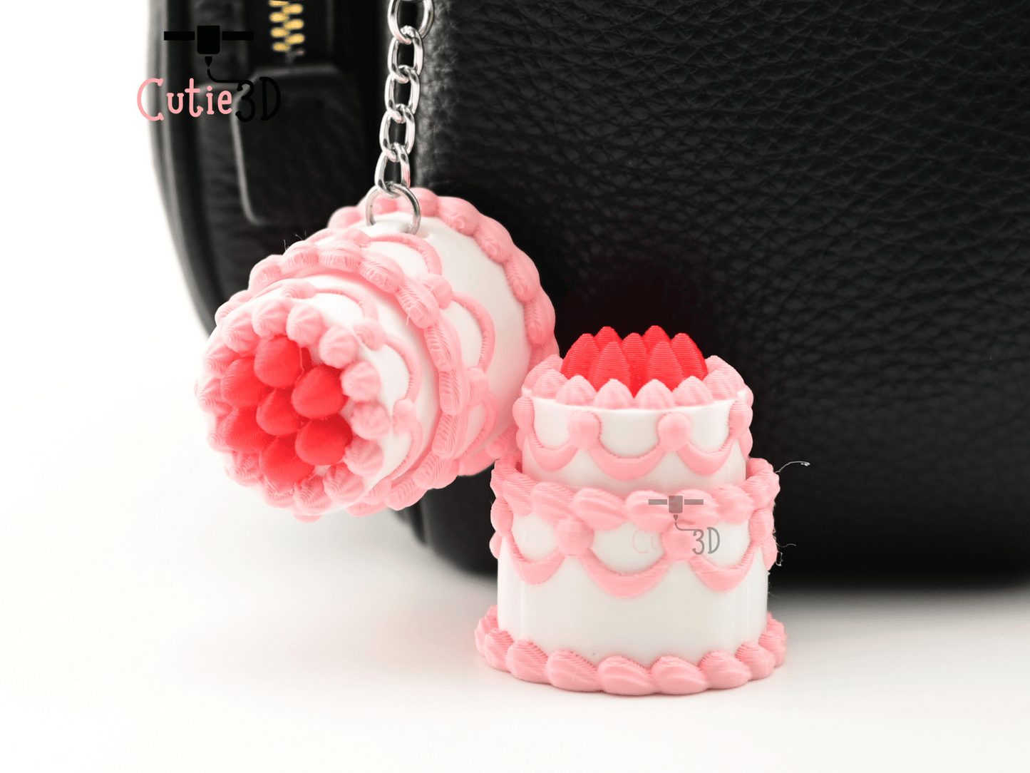 Digital Downloads - Cutie3D Strawberry Birthday Cake Keycap Fidget Clicker Keychain - Cute Backpack Keychain