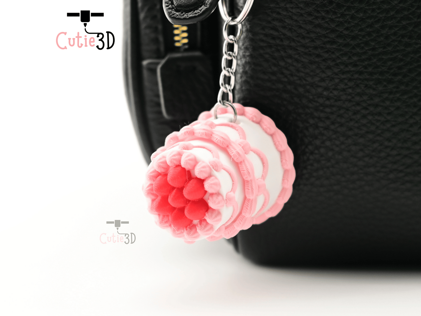 Digital Downloads - Cutie3D Strawberry Birthday Cake Keycap Fidget Clicker Keychain - Cute Backpack Keychain
