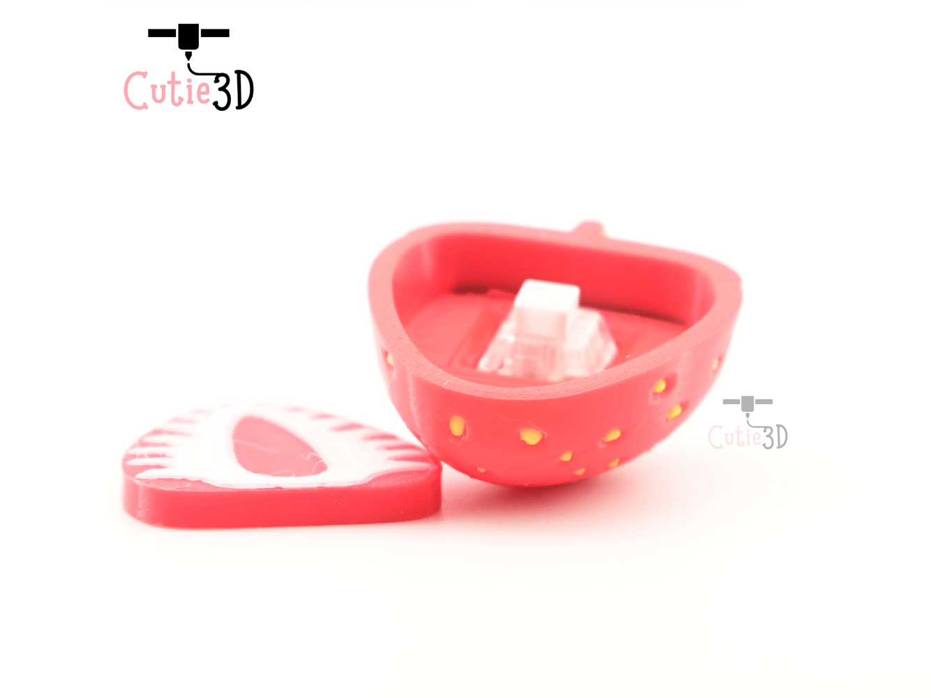Digital Downloads - Cutie3D Strawberry Slice Keycap Fidget Clicker Keychain - Cute Backpack Keychain