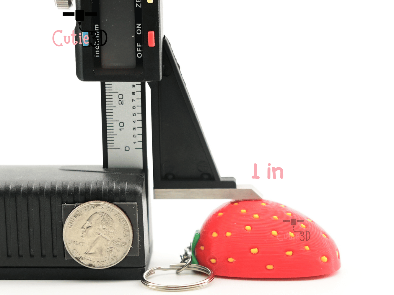 Digital Downloads - Cutie3D Strawberry Slice Keycap Fidget Clicker Keychain - Cute Backpack Keychain