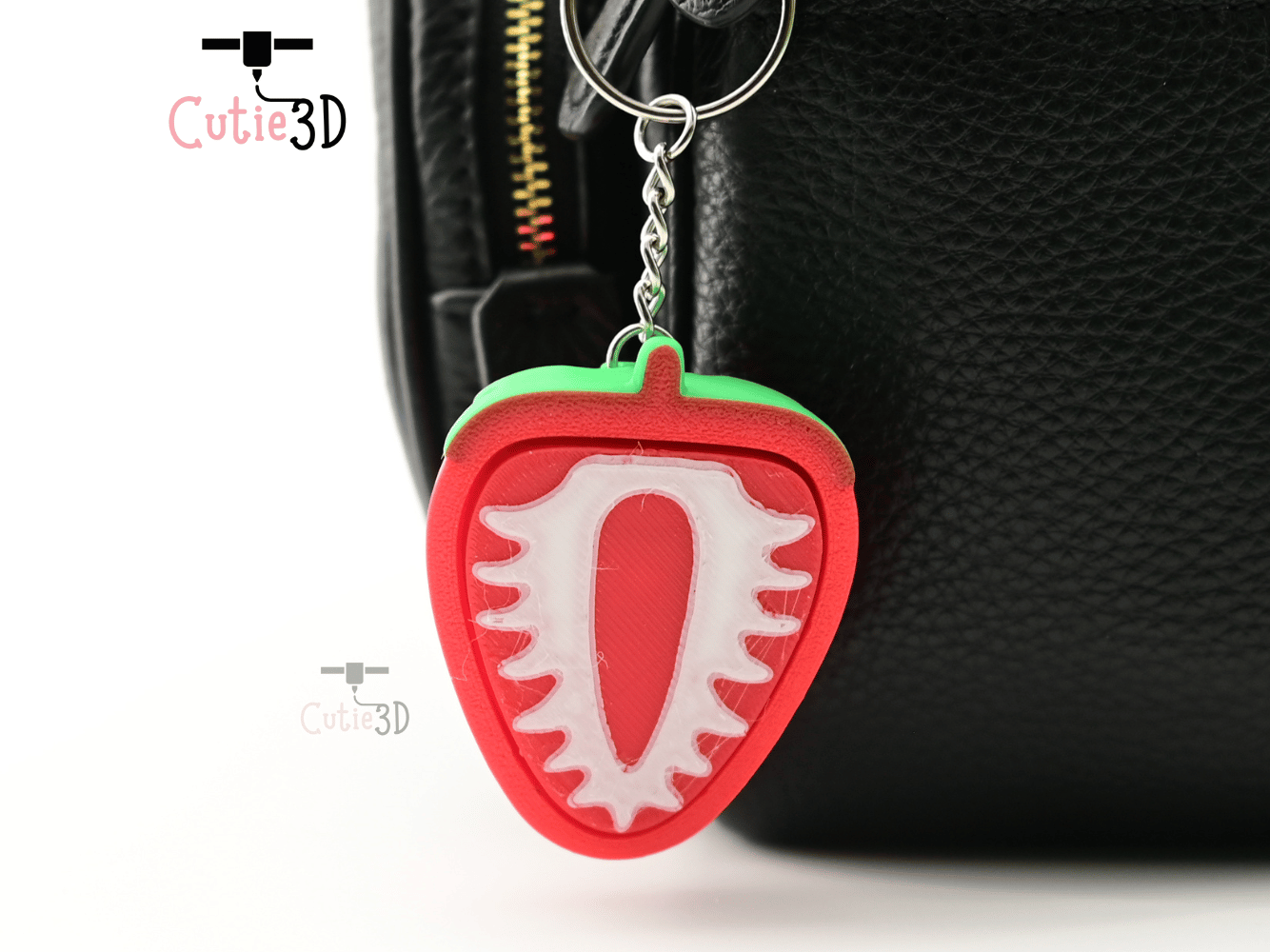 Digital Downloads - Cutie3D Strawberry Slice Keycap Fidget Clicker Keychain - Cute Backpack Keychain