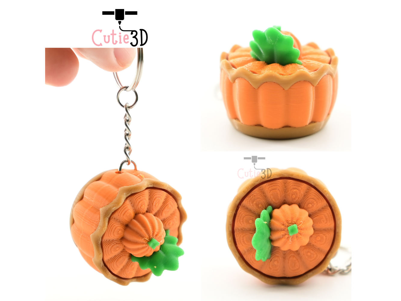 Digital Downloads - Cutie3D Thanksgiving Pumpkin Pie For Food Lovers Keycap Fidget Clicker Keychain - Cute Backpack Keychain
