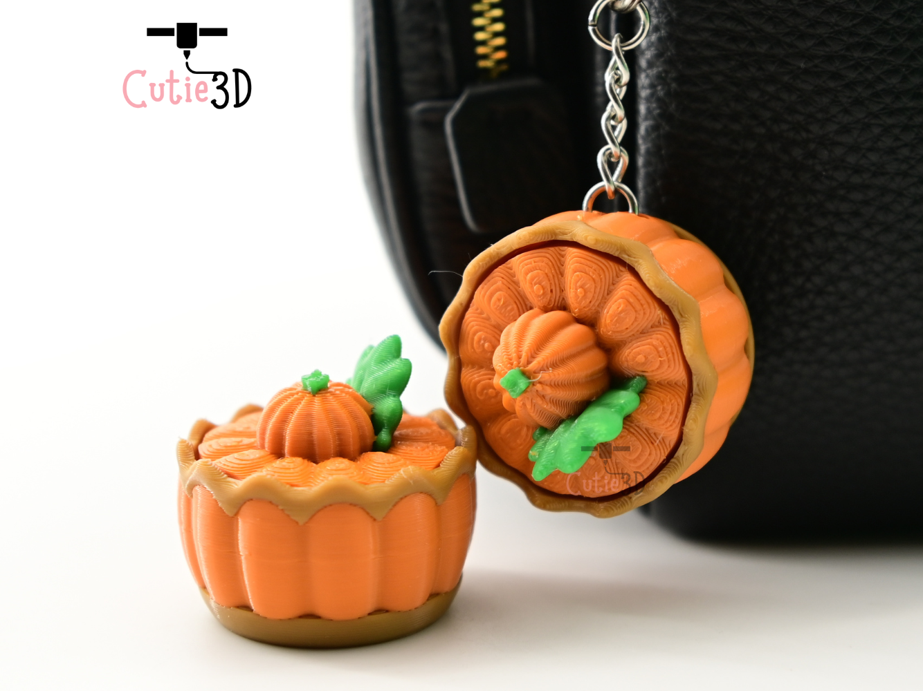 Digital Downloads - Cutie3D Thanksgiving Pumpkin Pie For Food Lovers Keycap Fidget Clicker Keychain - Cute Backpack Keychain