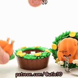 Digital Downloads - Cutie3D Thanksgiving Roast Turkey Keycap Fidget Clicker Keychain - Cute Backpack Keychain