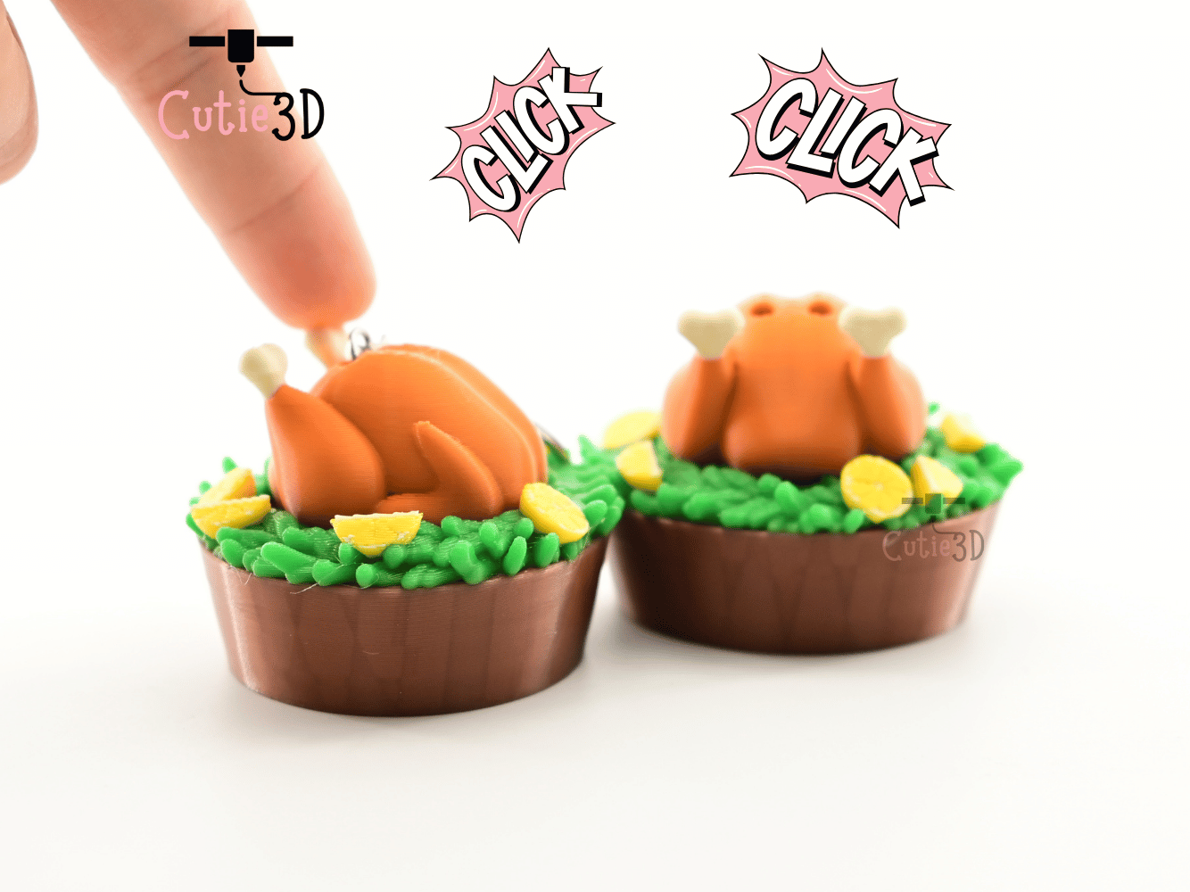 Digital Downloads - Cutie3D Thanksgiving Roast Turkey Keycap Fidget Clicker Keychain - Cute Backpack Keychain