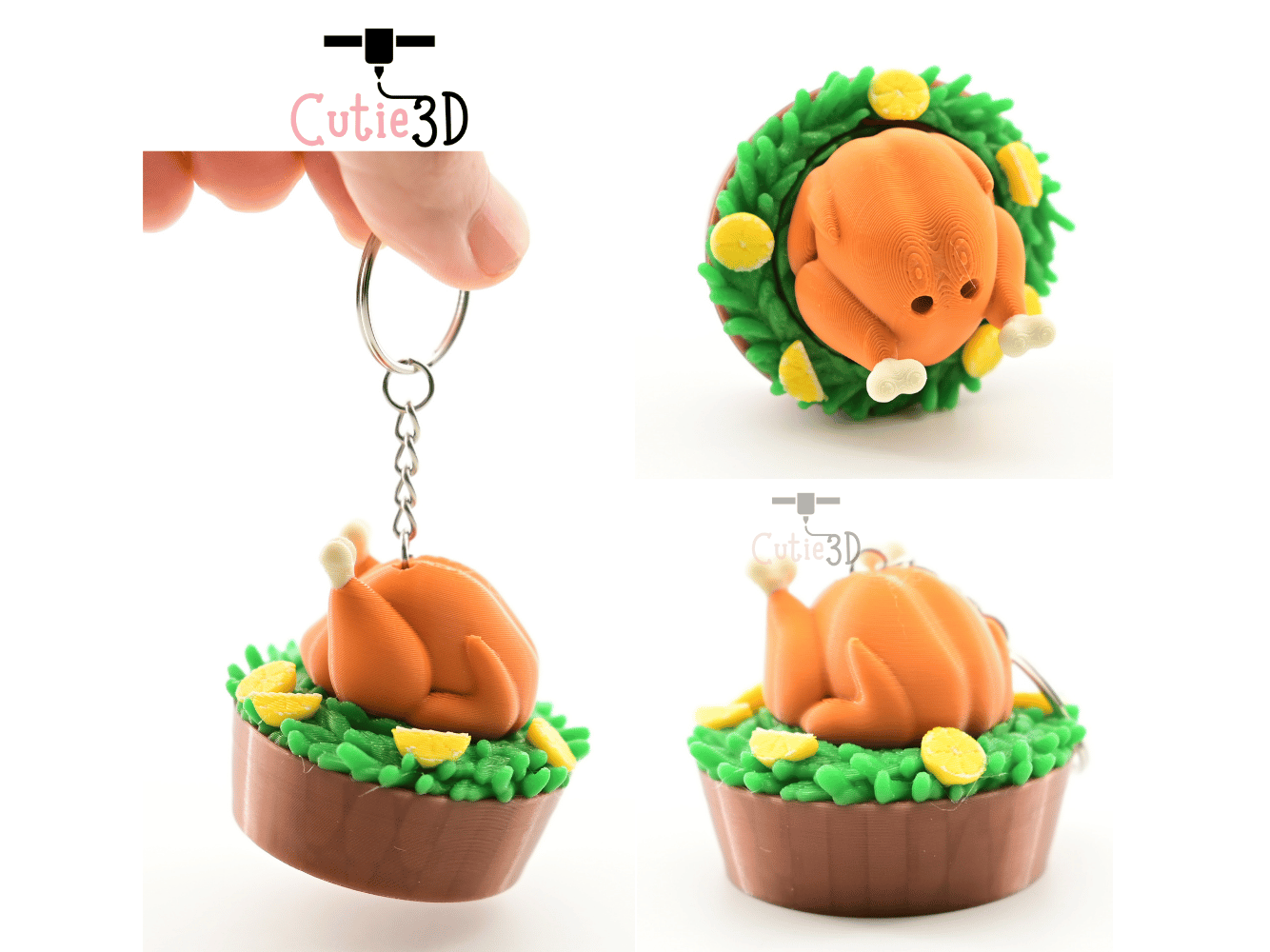 Digital Downloads - Cutie3D Thanksgiving Roast Turkey Keycap Fidget Clicker Keychain - Cute Backpack Keychain