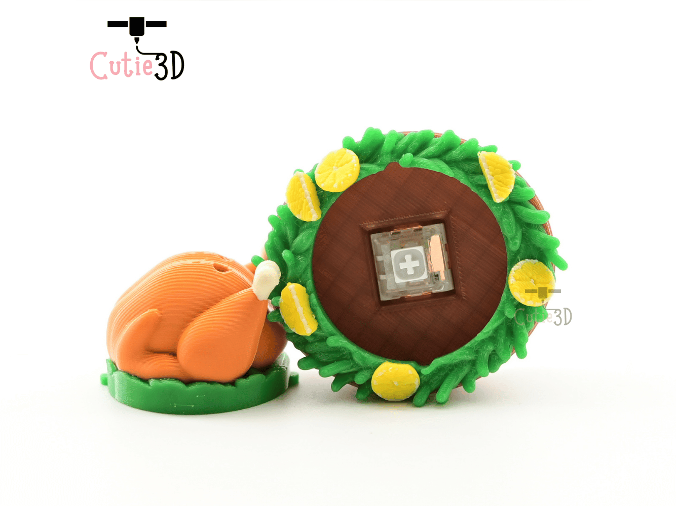 Digital Downloads - Cutie3D Thanksgiving Roast Turkey Keycap Fidget Clicker Keychain - Cute Backpack Keychain