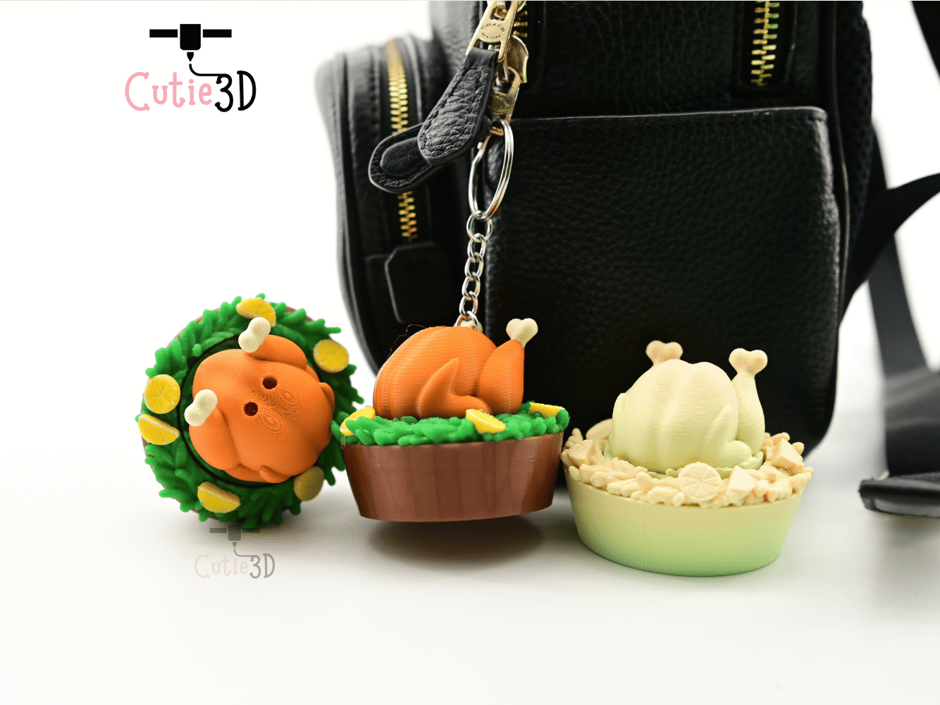 Digital Downloads - Cutie3D Thanksgiving Roast Turkey Keycap Fidget Clicker Keychain - Cute Backpack Keychain