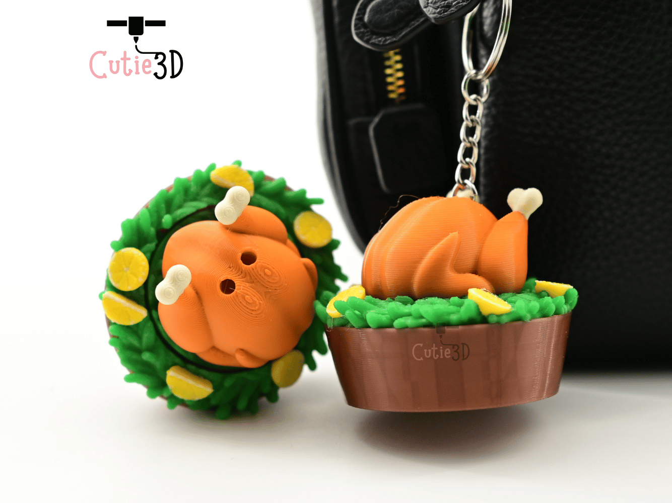 Digital Downloads - Cutie3D Thanksgiving Roast Turkey Keycap Fidget Clicker Keychain - Cute Backpack Keychain