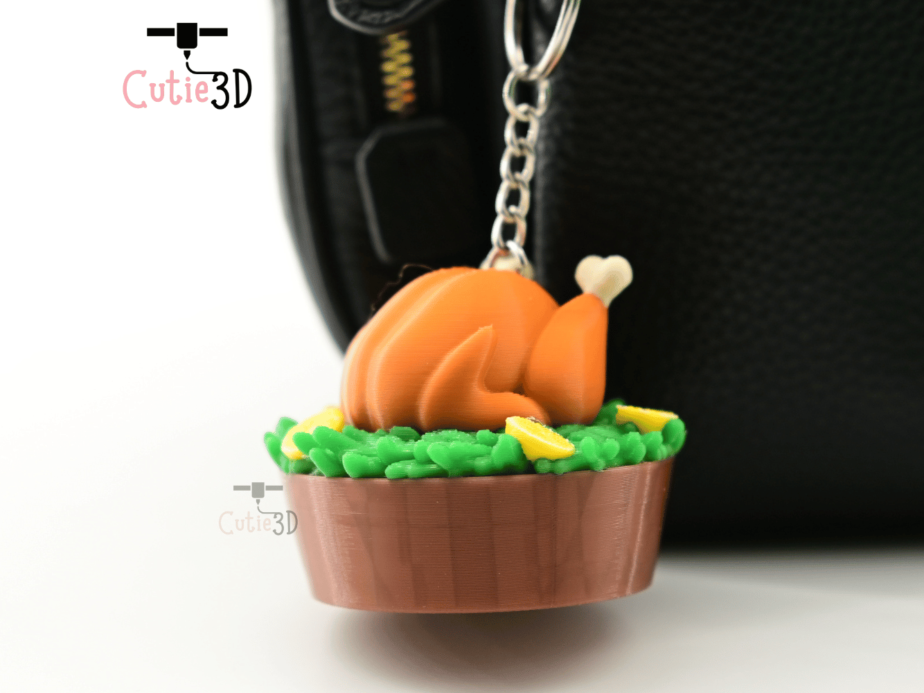 Digital Downloads - Cutie3D Thanksgiving Roast Turkey Keycap Fidget Clicker Keychain - Cute Backpack Keychain
