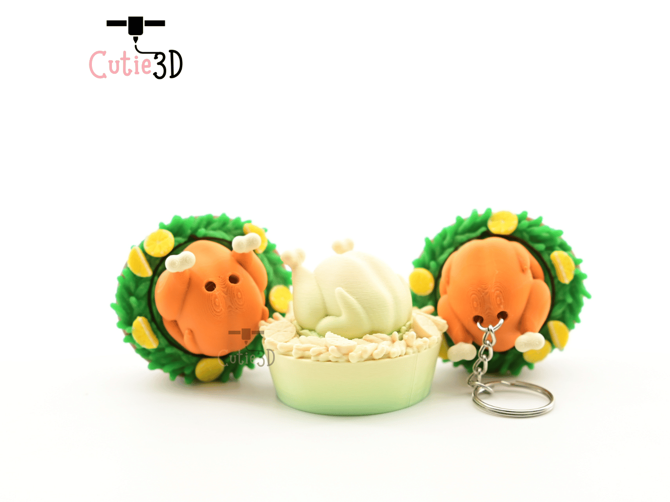 Digital Downloads - Cutie3D Thanksgiving Roast Turkey Keycap Fidget Clicker Keychain - Cute Backpack Keychain