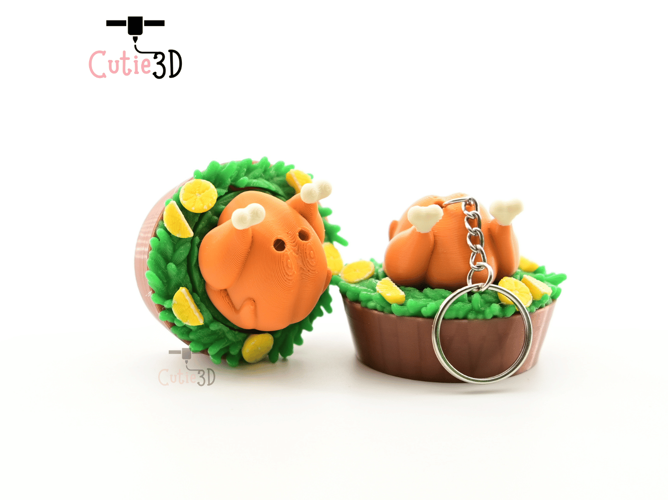 Digital Downloads - Cutie3D Thanksgiving Roast Turkey Keycap Fidget Clicker Keychain - Cute Backpack Keychain