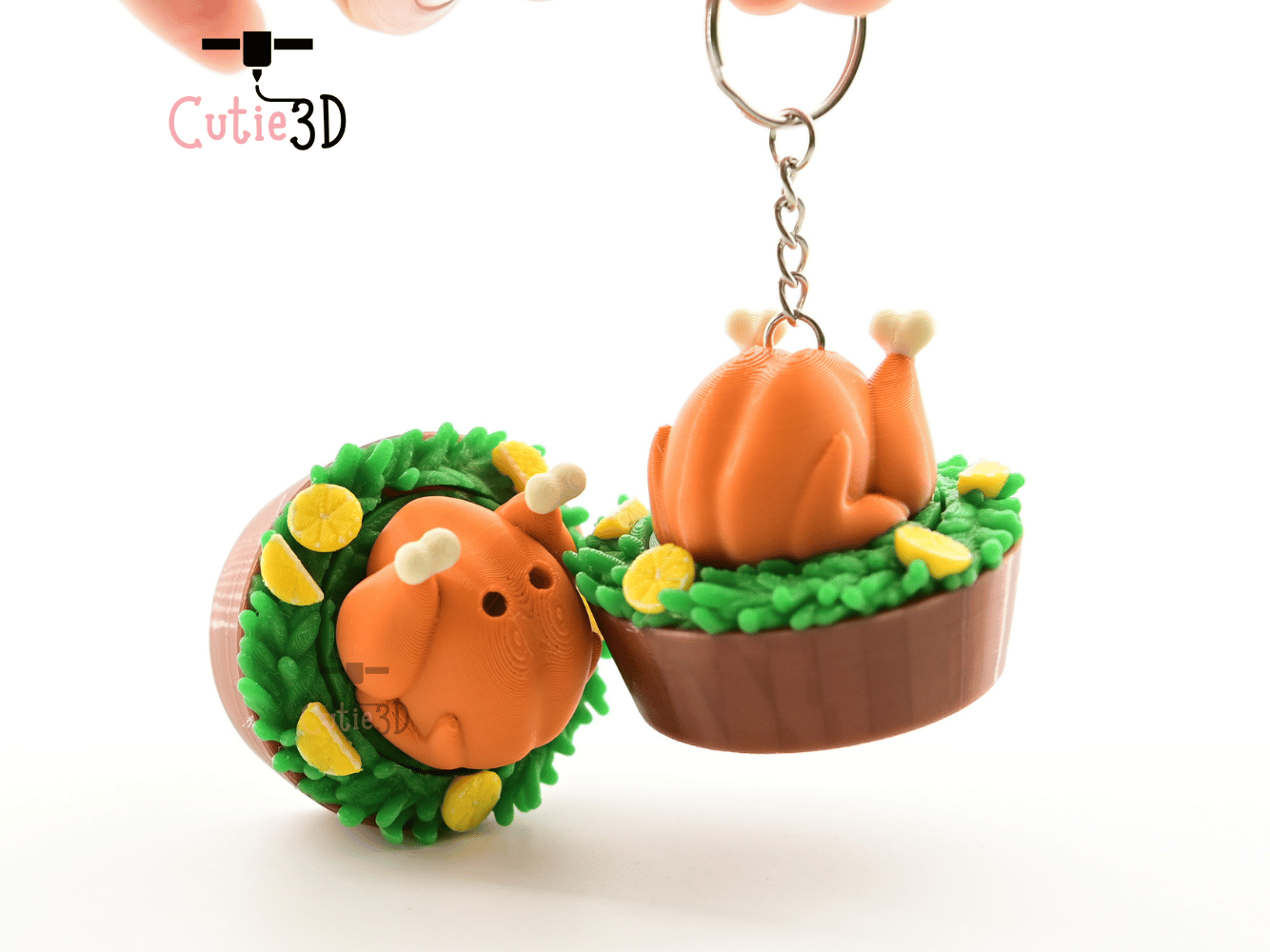 Digital Downloads - Cutie3D Thanksgiving Roast Turkey Keycap Fidget Clicker Keychain - Cute Backpack Keychain