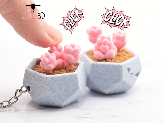 Digital Downloads - Cutie3D The Dreamy Succulent Keycap Fidget Clicker Keychain - Cute Backpack Keychain