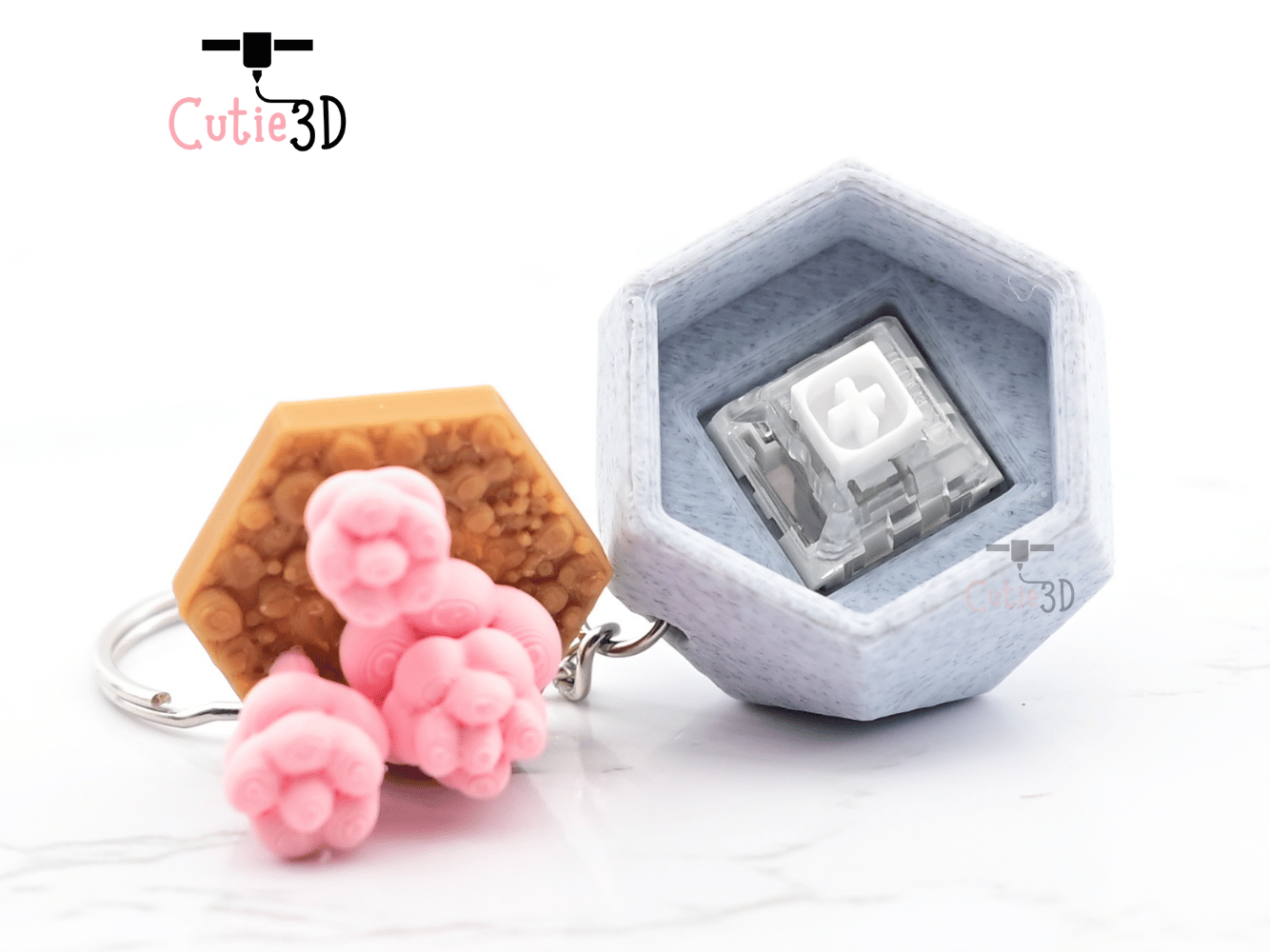Digital Downloads - Cutie3D The Dreamy Succulent Keycap Fidget Clicker Keychain - Cute Backpack Keychain