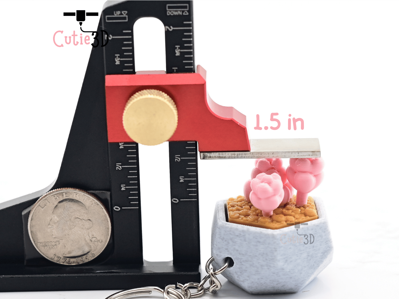 Digital Downloads - Cutie3D The Dreamy Succulent Keycap Fidget Clicker Keychain - Cute Backpack Keychain