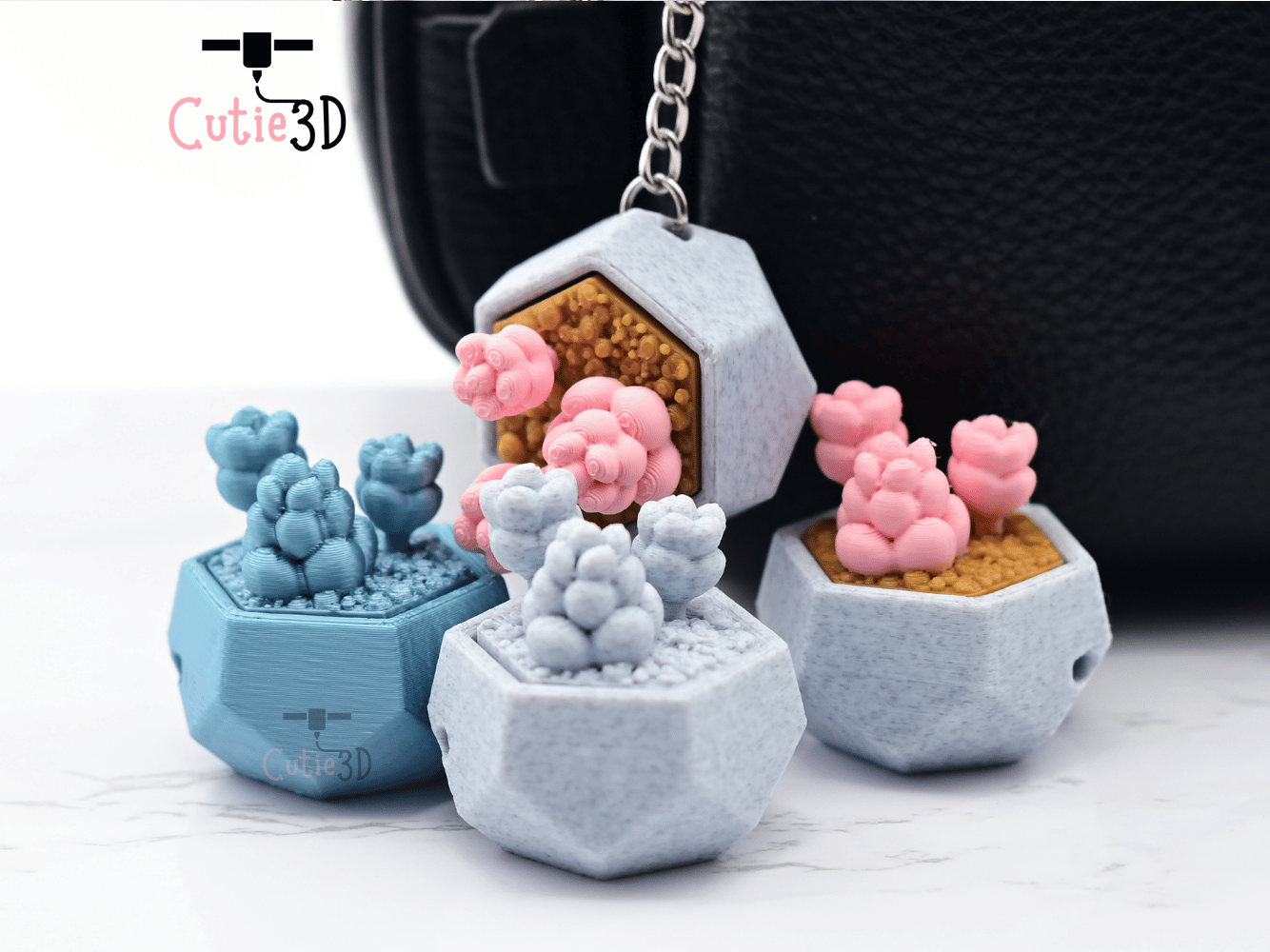 Digital Downloads - Cutie3D The Dreamy Succulent Keycap Fidget Clicker Keychain - Cute Backpack Keychain