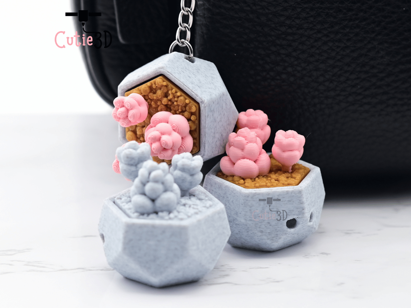 Digital Downloads - Cutie3D The Dreamy Succulent Keycap Fidget Clicker Keychain - Cute Backpack Keychain
