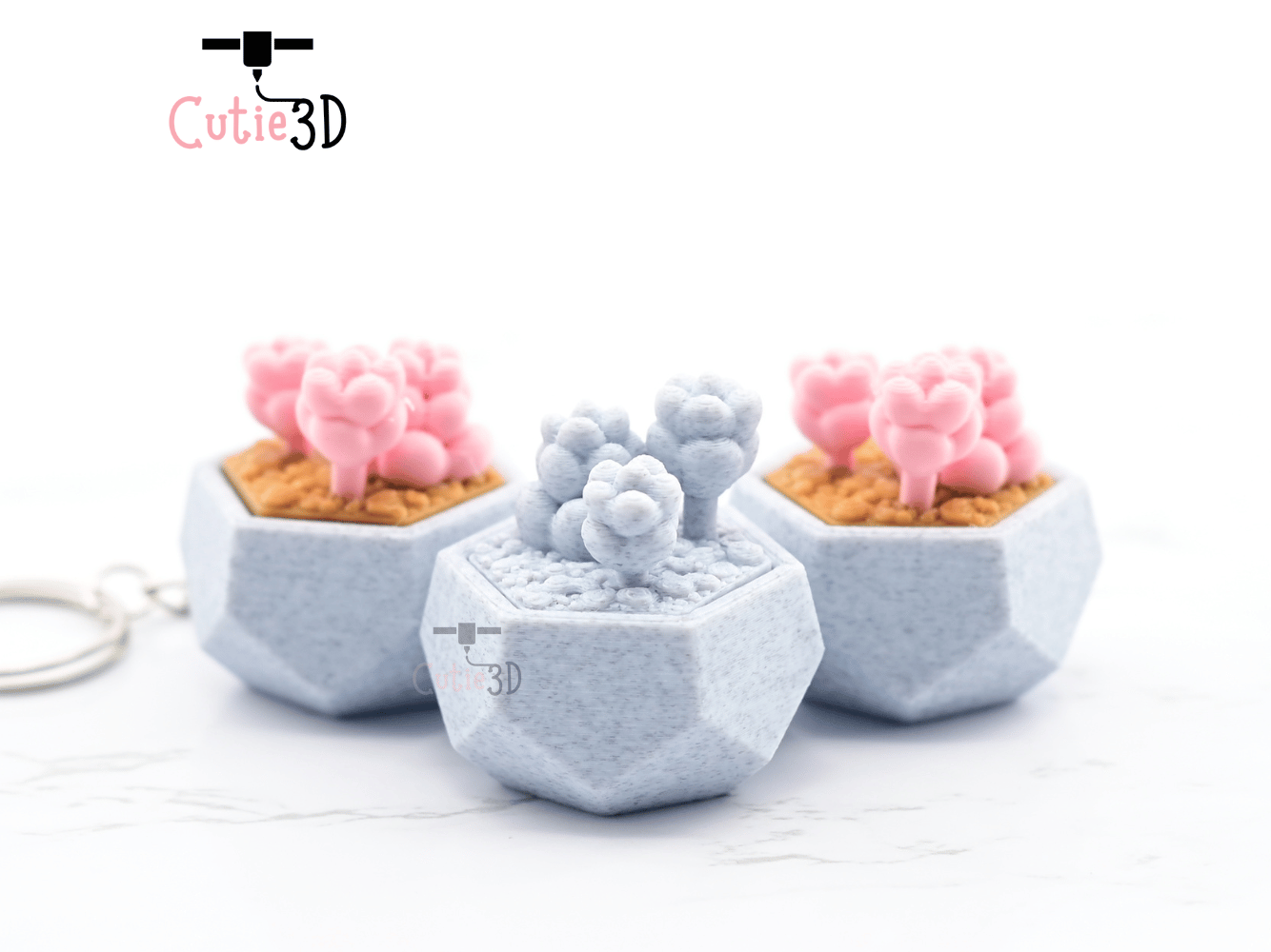 Digital Downloads - Cutie3D The Dreamy Succulent Keycap Fidget Clicker Keychain - Cute Backpack Keychain