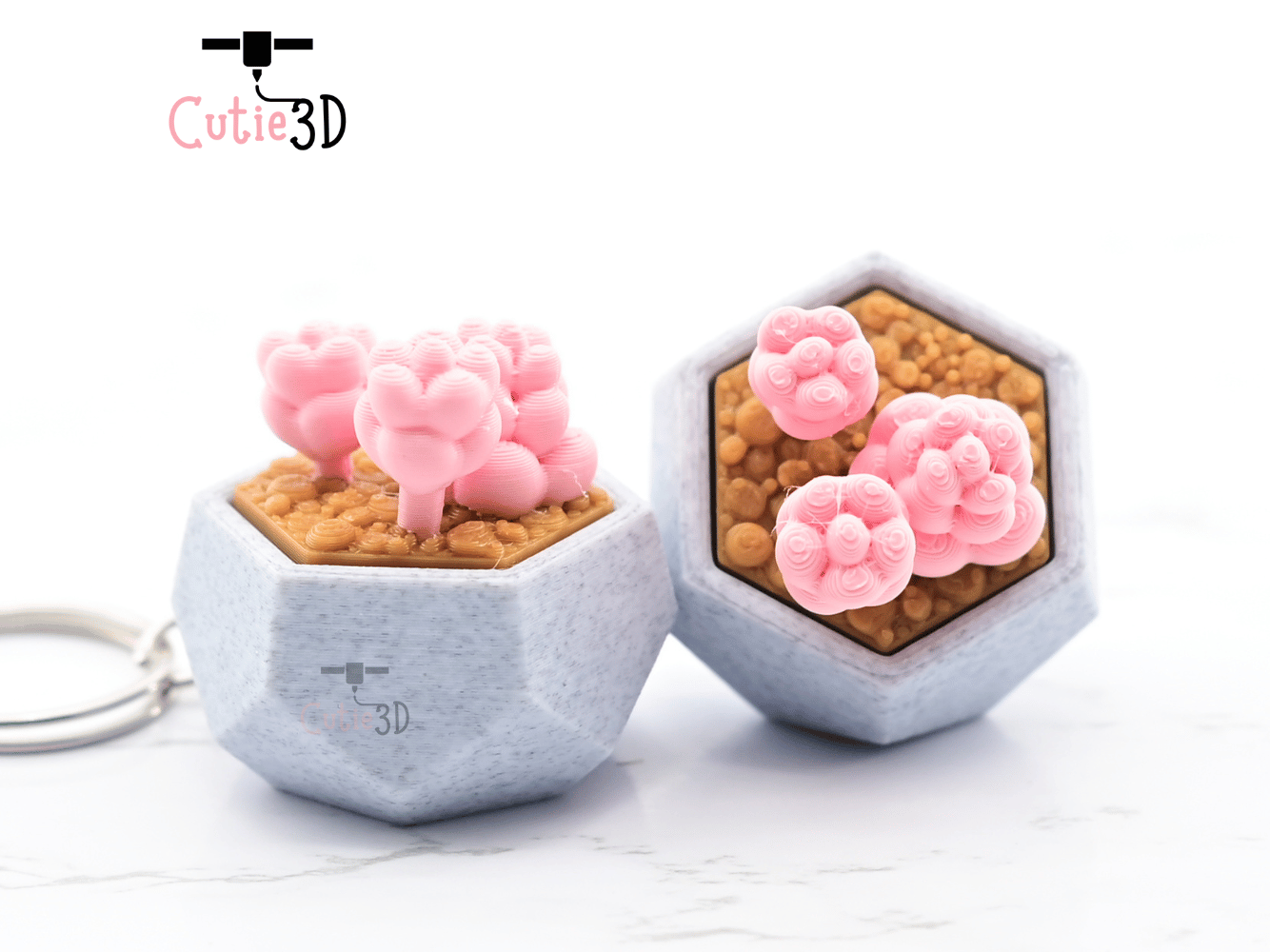 Digital Downloads - Cutie3D The Dreamy Succulent Keycap Fidget Clicker Keychain - Cute Backpack Keychain