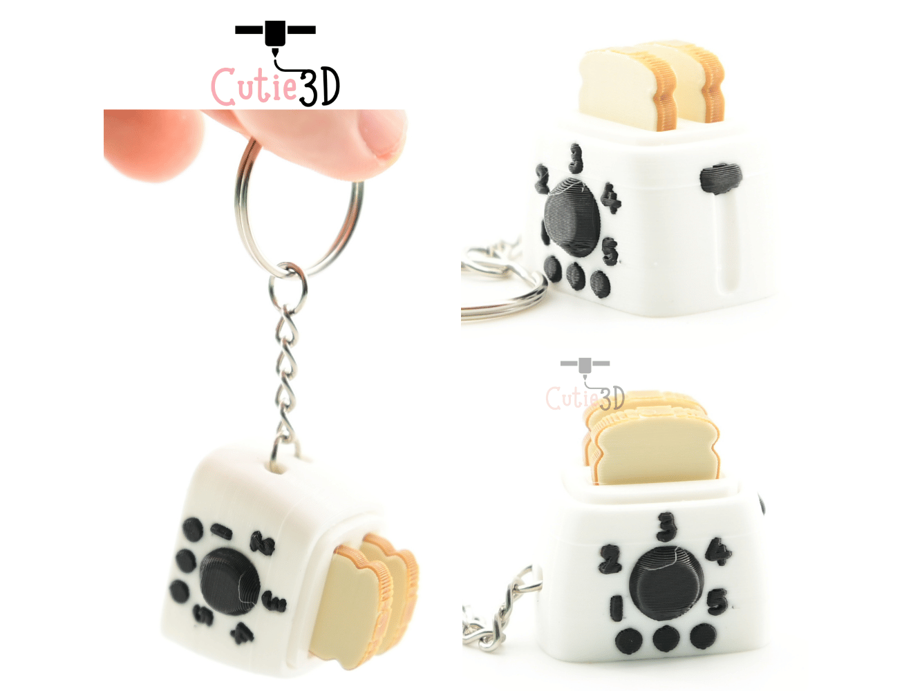 Digital Downloads - Cutie3D Toaster With Sliced Bread Keycap Fidget Clicker Keychain - Cute Backpack Keychain