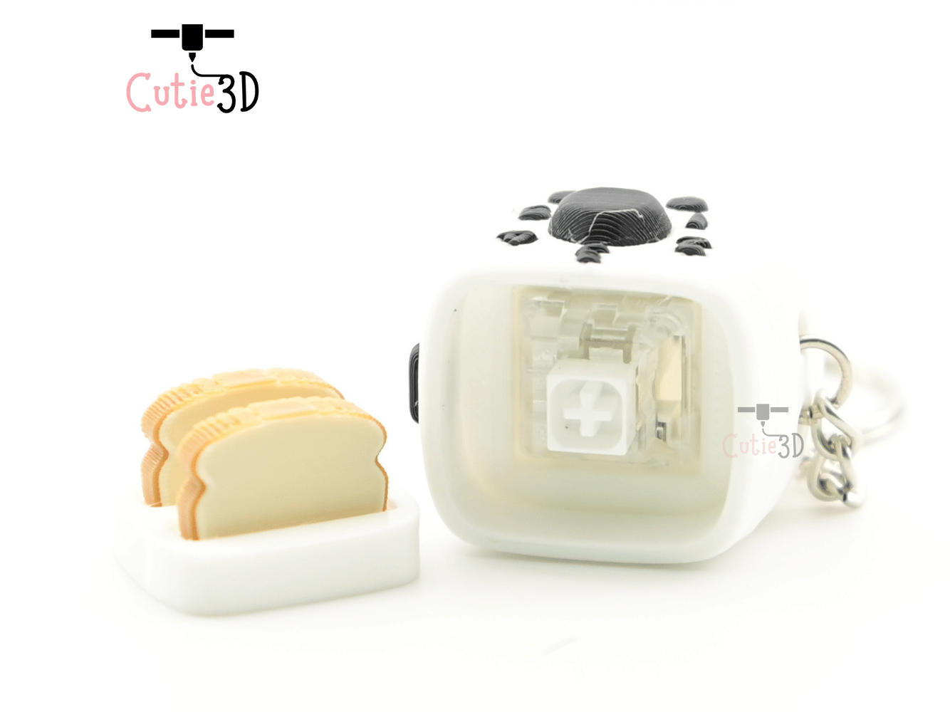 Digital Downloads - Cutie3D Toaster With Sliced Bread Keycap Fidget Clicker Keychain - Cute Backpack Keychain