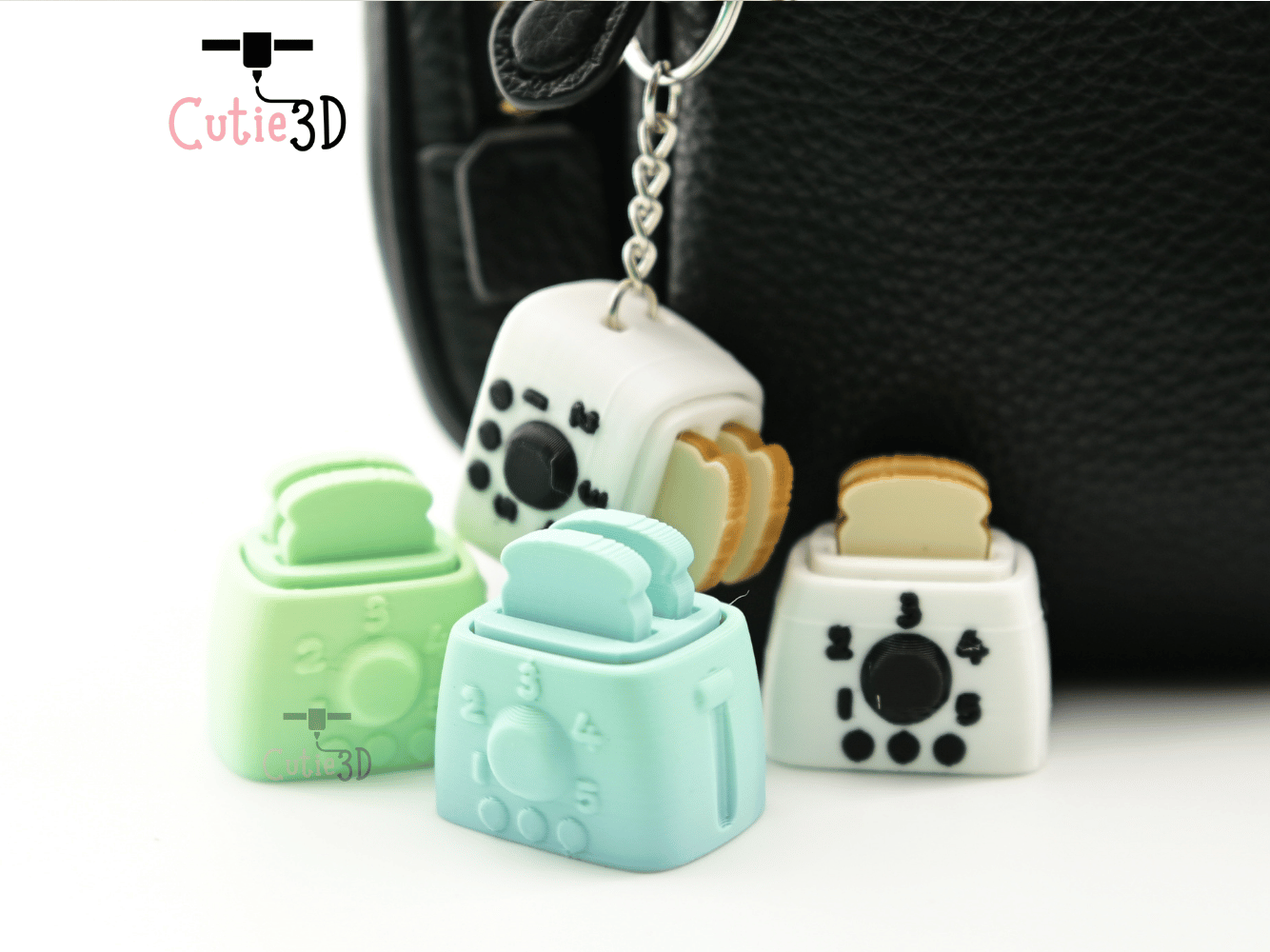 Digital Downloads - Cutie3D Toaster With Sliced Bread Keycap Fidget Clicker Keychain - Cute Backpack Keychain