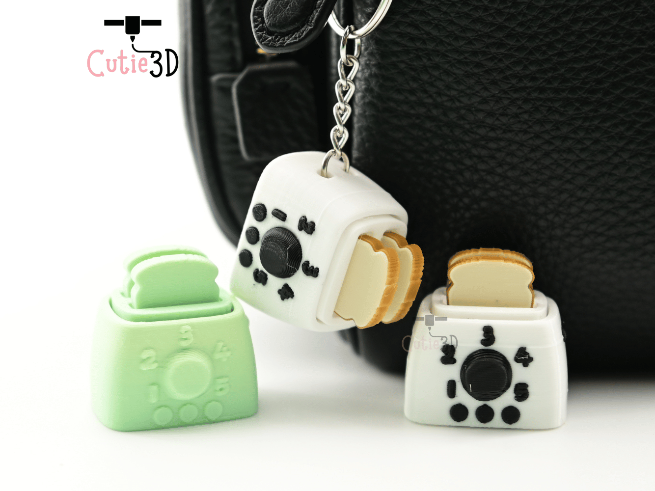 Digital Downloads - Cutie3D Toaster With Sliced Bread Keycap Fidget Clicker Keychain - Cute Backpack Keychain