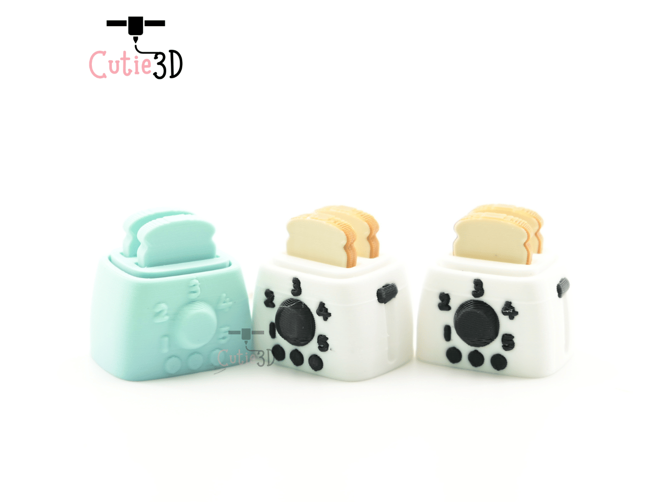 Digital Downloads - Cutie3D Toaster With Sliced Bread Keycap Fidget Clicker Keychain - Cute Backpack Keychain