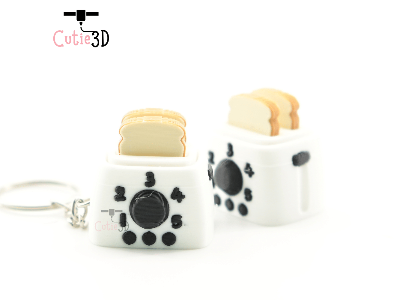 Digital Downloads - Cutie3D Toaster With Sliced Bread Keycap Fidget Clicker Keychain - Cute Backpack Keychain