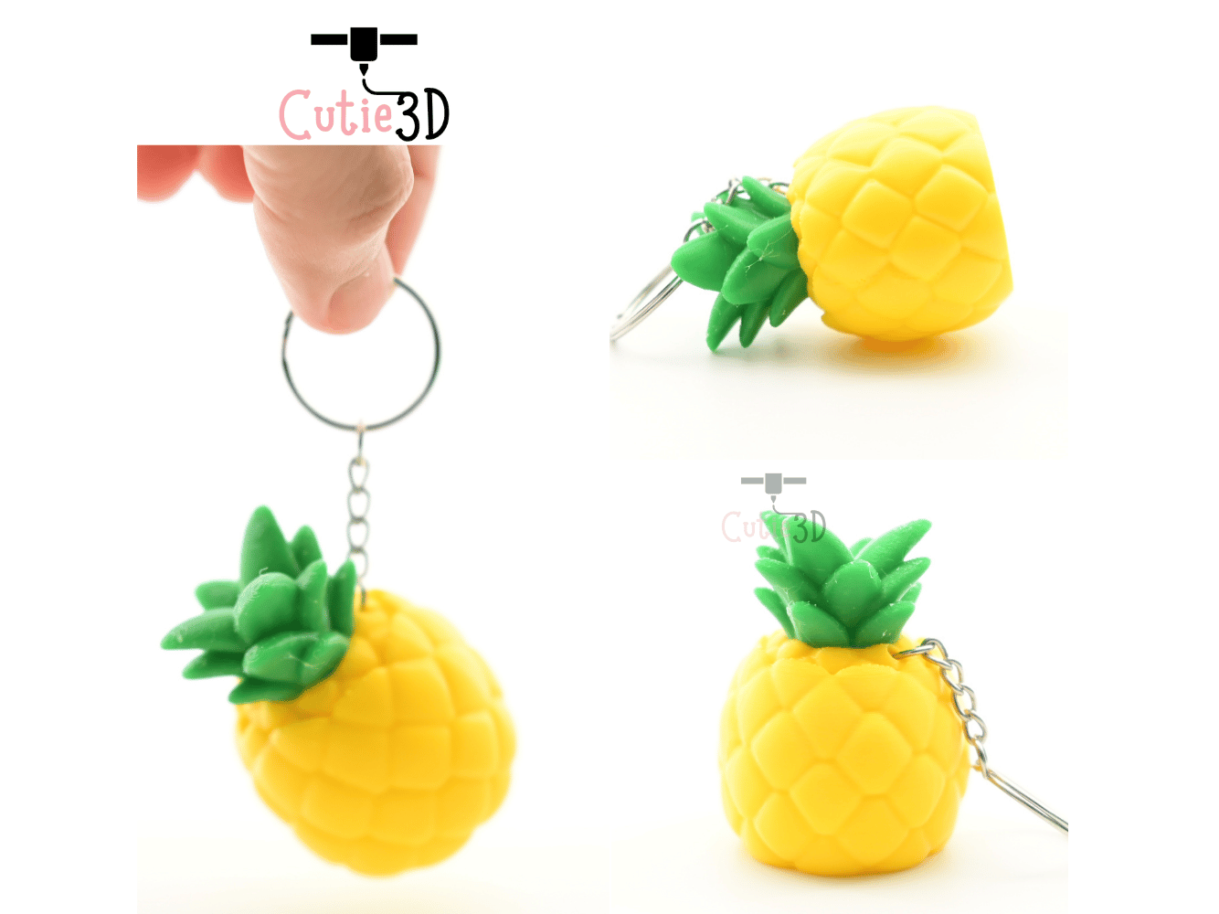 Digital Downloads - Cutie3D Tropical Fruit Pineapple Keycap Fidget Clicker Keychain - Cute Backpack Keychain