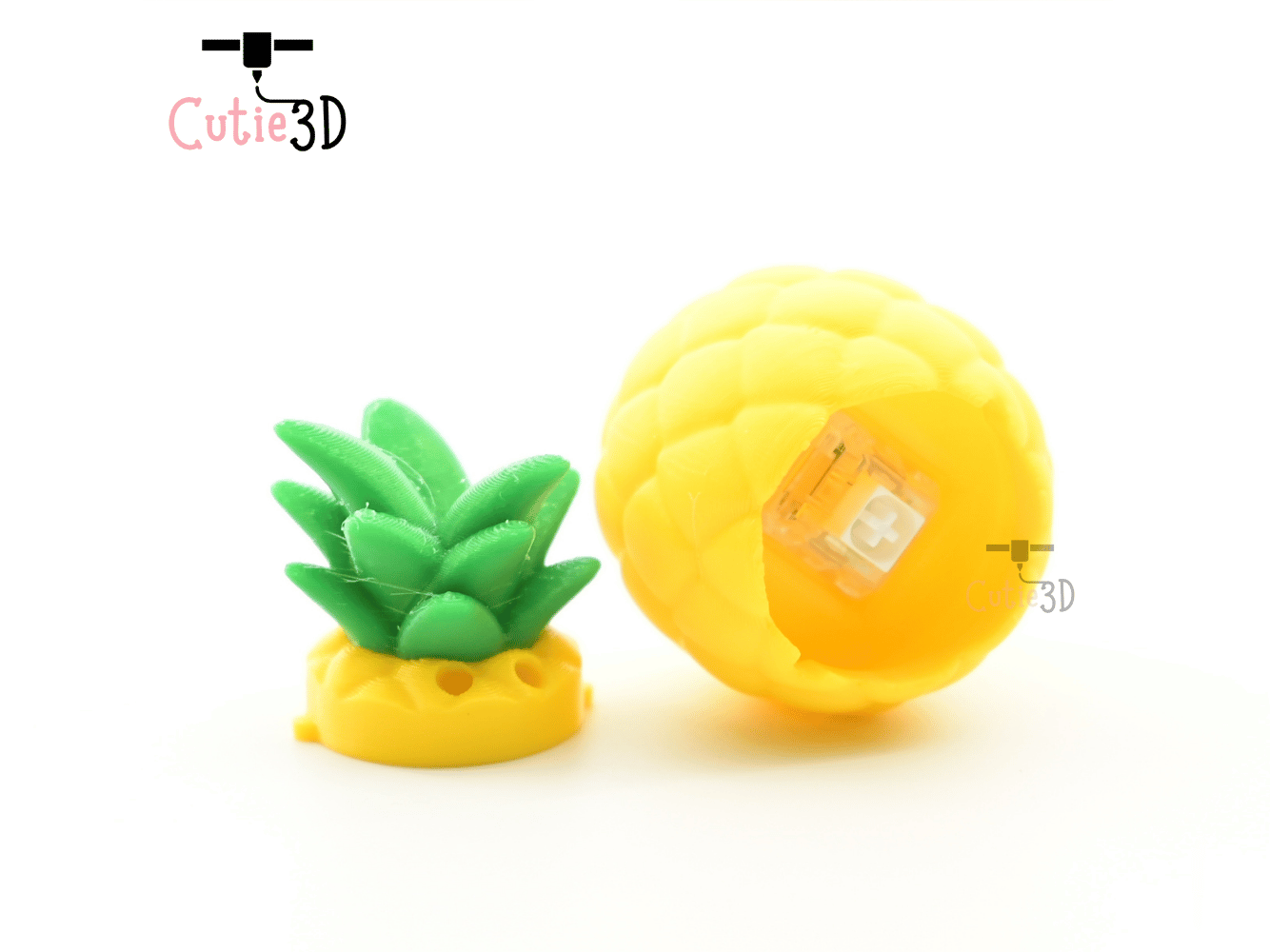 Digital Downloads - Cutie3D Tropical Fruit Pineapple Keycap Fidget Clicker Keychain - Cute Backpack Keychain